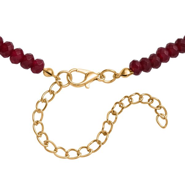 Weiße Muschelkernperle (9-11 mm), Roter Quarzit Halskette, verstellbar 40.5 cm +10 cm Extender, goldfarben image number 4