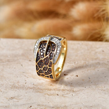 D'Joy Roter Diamant Ring 925 Silber 750 Gelbgold vermeil (Gr&ouml;&szlig;e 17.00)