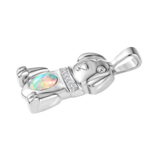 D'Joy AA Nat&uuml;rlicher, &auml;thiopischer Welo Opal, Wei&szlig;er Zirkon Anh&auml;nger 925 Silber platiniert ca. 0.28 ct image number 4