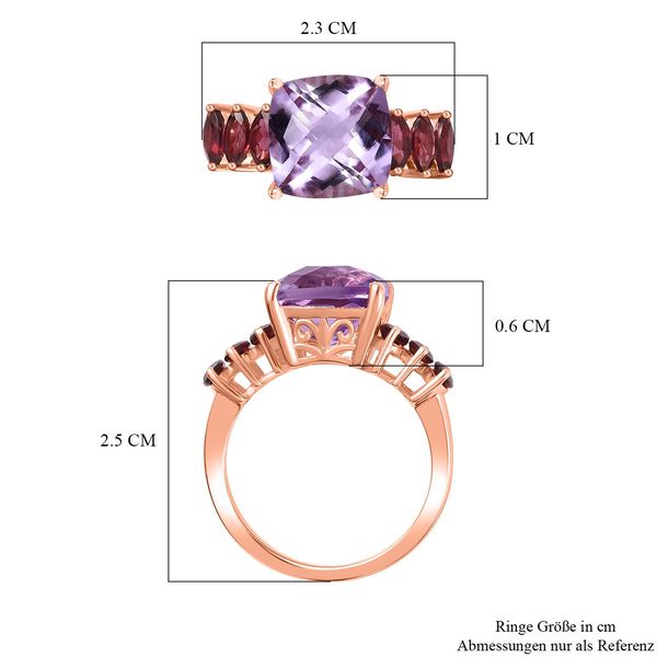 Rose De France Amethyst, Rhodolith Granat Ring 925 Silber 750 Roségold Vermeil (Größe 17.00) ca. 5,37 ct image number 7