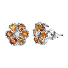 AA Mehrfarbig Saphir, Weißer Zirkon Ohrringe Nickelfreies Messing ca. 2,59 ct.