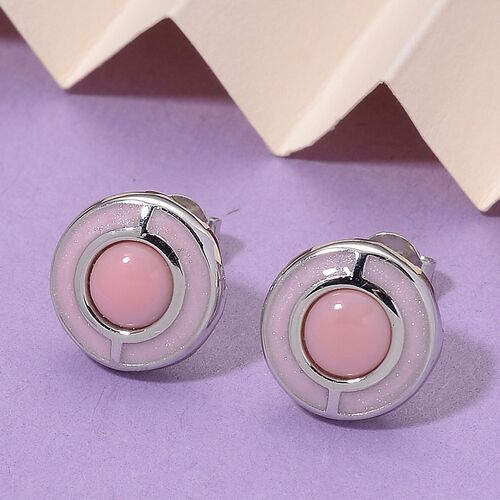 D'Joy Natürlicher Rosa Königsmuschel Perle Ohrringe 925 Silber Zweifarbige Beschichtung image number 1