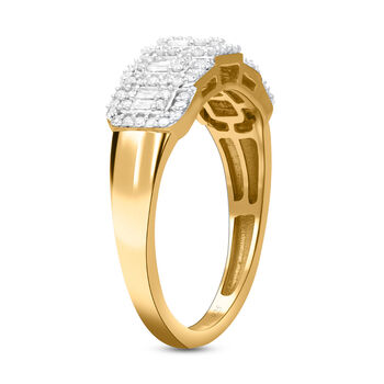 Wei&szlig;er Diamant Ring, 925 Silber Gelbgold Vermeil (Gr&ouml;&szlig;e 20.00) ca. 0.50 ct