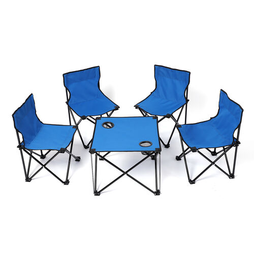 Camping-Set, bestehend aus 4 Stühlen und 1 Campingtisch, Größe: 36x36x57 cm / 47x47x38 cm, Blau, 5tlg. image number 0