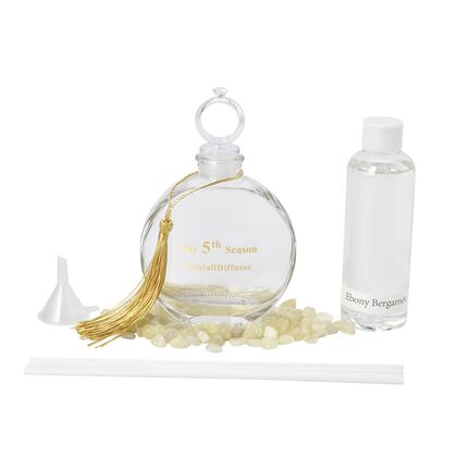 The 5th Season - Aromatherapie-Glasflasche mit Rosenquarz und Topas, mit Glasdeckel und Quasten, Gr&ouml;&szlig;e 9,5x3,5*14cm, Inhalt: 100ml