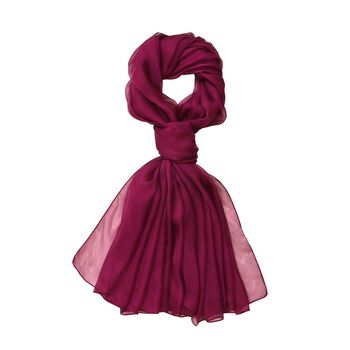 LA MAREY Solid chiffon 100% silk scarfMaterial:100% Mulberry silk size:110cm*180cmWeight : 50 lila