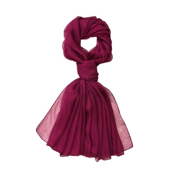 LA MAREY - 100% Maulbeeren-Seidenschal, Chiffon, 110x180 cm, burgunderrot image number 0
