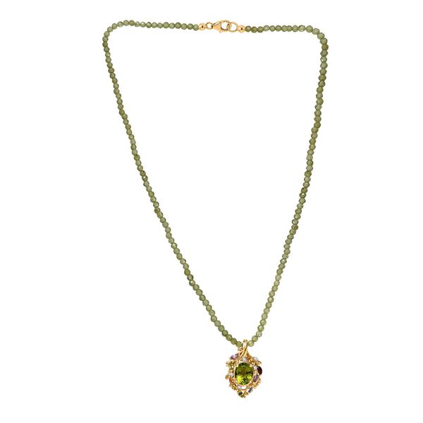 Peridot und Multi-Edelstein-Anhänger mit 45cm Kette - 23,84 ct. image number 4
