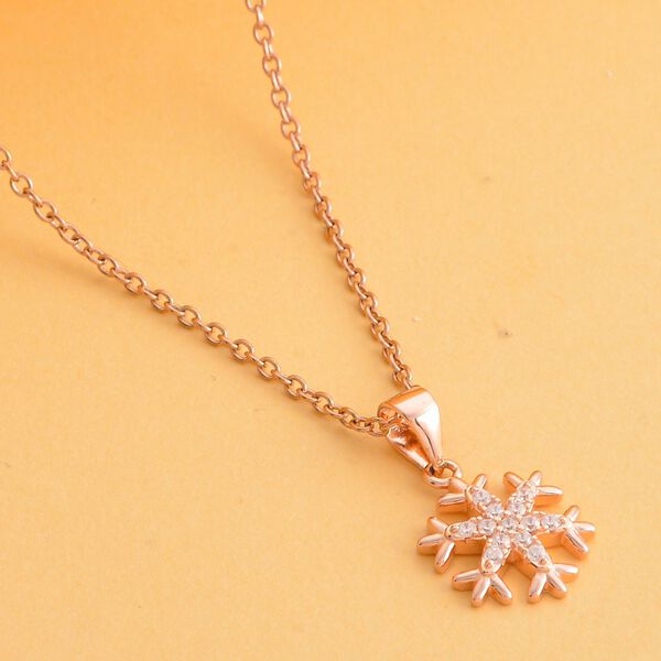 Ros&eacute;vergoldeter Zirkonia Schneeflocken Halskette, 925 Silber, ca. 0,13 ct image number 3