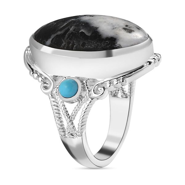 Wei&szlig;er B&uuml;ffel und Sleeping Beauty T&uuml;rkis-Ring - 12,84 ct. image number 4