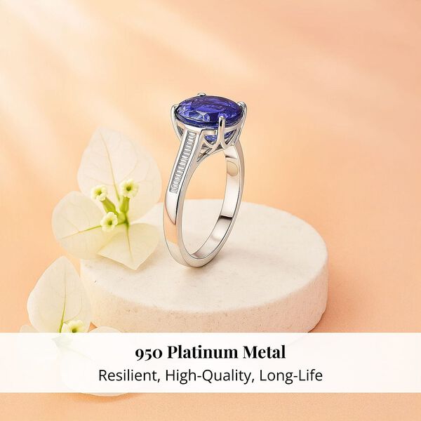 Rhapsody AAAA Tansanit, Wei&szlig;er Diamant Ring 950 Platin (Gr&ouml;&szlig;e 20.00) ca. 4,50 ct image number 2