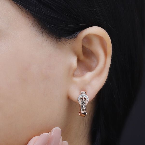 Wei&szlig;e und nat&uuml;rliche Champagner Diamant Ohrringe, ca. 0,36 ct. image number 2