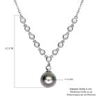 Tahiti Perlen (9-10 mm) und weiße Zirkon Halskette, ca. 45 cm, 925 Silber rhodiniert ca. 0,61 ct image number 5