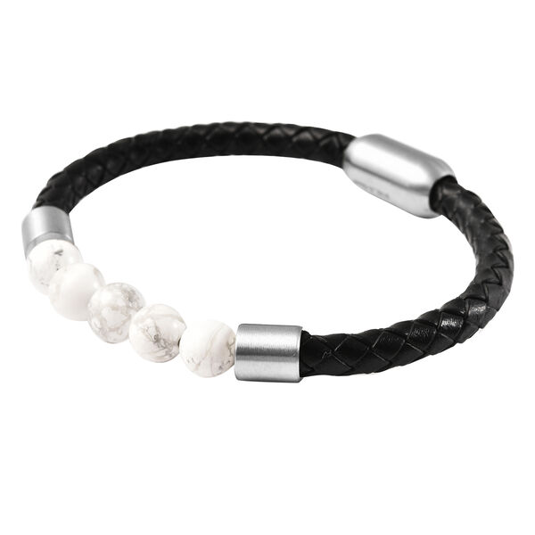 Wei&szlig;es Howlit-Armband, ca. 20 cm, Edelstahl ca. 61,50 ct image number 3