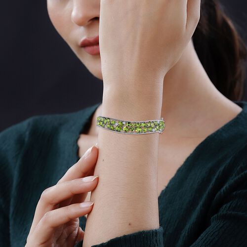 AA Natürlicher Peridot Armreif ca. 19 cm 925 Silber rhodiniert ca. 15.12 ct image number 1