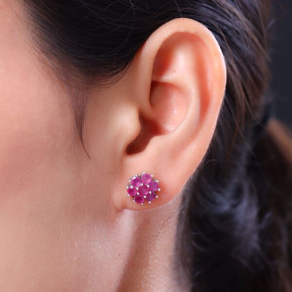 Afrikanischer Rubin (Fissure gefüllt)-Ohrringe, 925 Silber platiniert ca. 2.61 ct image number 3