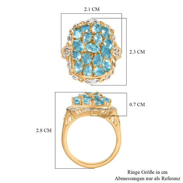 Batroke Blauer Apatit Ring Nickelfreies Messing platiniert und vergoldet (Gr&ouml;&szlig;e 18.00) ca. 3.22 ct image number 8