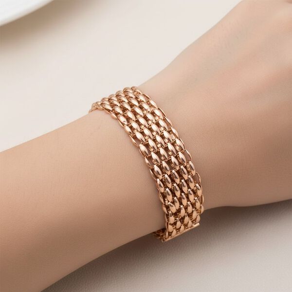 Reiner Edelstahl IP Rosa Plattierung Armband ca. 19 cm + 3.5 cm Extender, ca. 20,50g image number 2