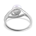 Süßwasserzuchtperle und weißer Zirkonia Ring, 925 Silber platiniert (Größe 20.00) ca. 0.23 ct image number 5