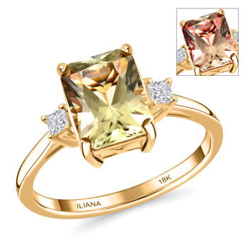 ILIANA AAA Turkizit und Diamant-Ring, SI G-H, 750 Gelbgold  ca. 2,60 ct