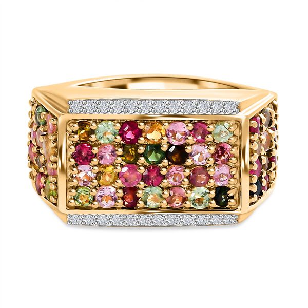 Nat&uuml;rlicher, mehrfarbiger Turmalin und Zirkon-Ring - 2,38 ct.