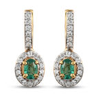 Sambische Smaragd und Zirkon-Ohrringe, 925 Silber vergoldet ca. 1,66 ct image number 0