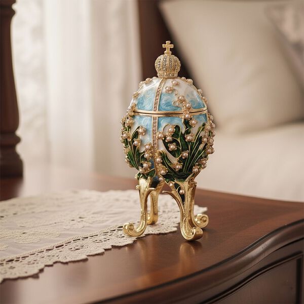 " Egg shape Trinket Storage Box with pearl -  multicolor Material: Alloy size: 6*6*11cm  "" Egg shape Trinket Storage Box with pearl -  multicolor Material: Alloy size: 6*6*11cm  "" Egg shape Trinket Storage Box with pearl -  multicolor Material: Alloy si image number 2