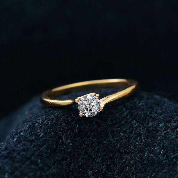 LUXURIANT SI-GH Labor Diamant Ring, 925 Silber 750 Gelbgold Vermeil - 0,33 ct. image number 2