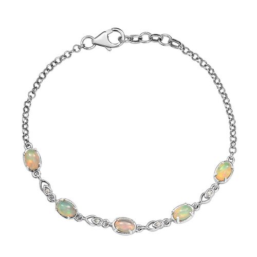 Natürliches, äthiopisches Opal und Zirkon-Armband in Silber image number 0