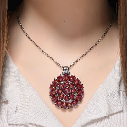 Simuliertes Rotes Resin Schmuckset Reiner Edelstahl ca. image number 1