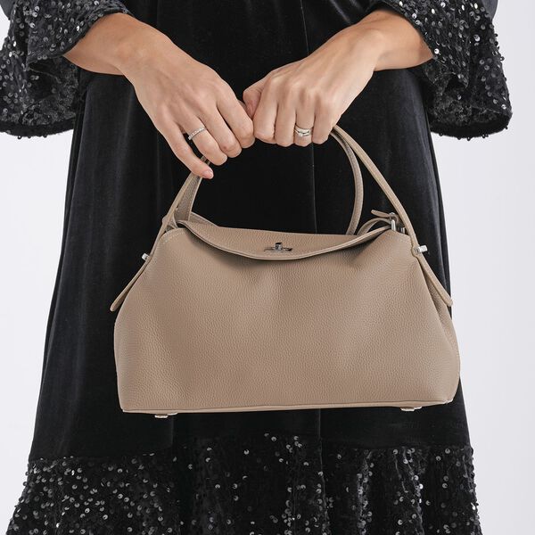 Echtleder Crossbody Tasche, 32x19x11cm, Khaki image number 3