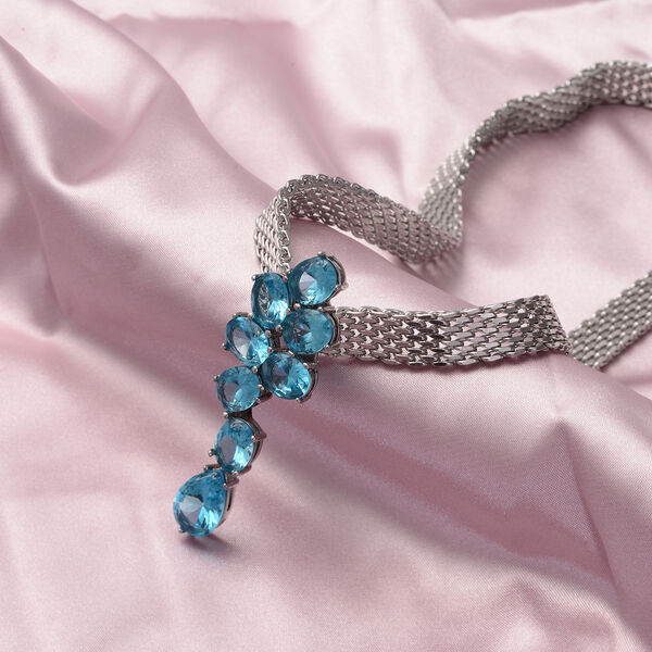 Simulierter Blauer Diamant Halskette40+10 cm Edelstahl ca. 24,40 ct image number 1