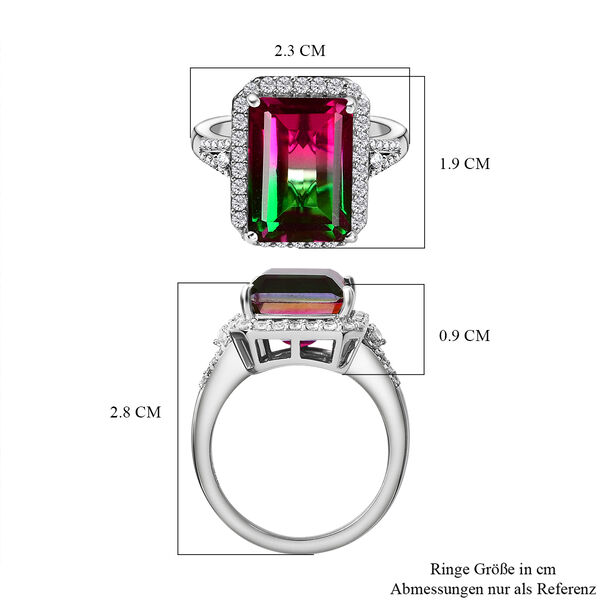 Wassermelonen Quarz Triplett und wei&szlig;er Zirkon-Ring - 9,03 ct. image number 7