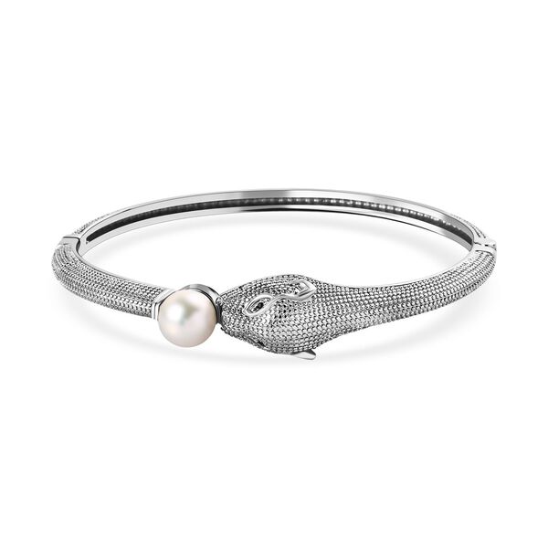 Pfirsich Perle und schwarzer Spinell-Armreif