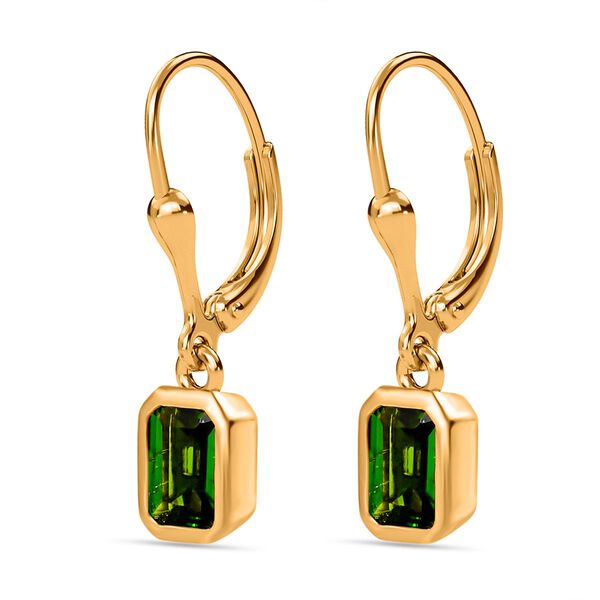 Nat&uuml;rliche Chromdiopsid Ohrringe, 925 Silber vergoldet ca. 1,17 ct image number 4