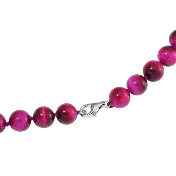 Fuchsie Tigerauge Halskette ca. 50 cm 925 Silber rhodiniert ca. 208.50 ct image number 3