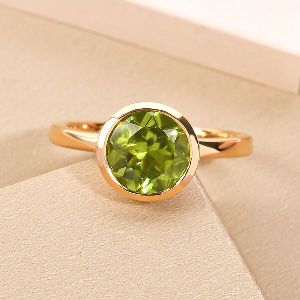Natürlicher Peridot-Ring, 925 Silber vergoldet (Größe 16.00) ca. 1.97 ct image number 2