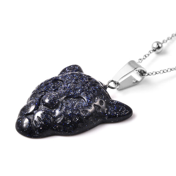 Blaue Sandstein-Halskette, 61 cm, Edelstahl ca. 16,90 ct image number 3