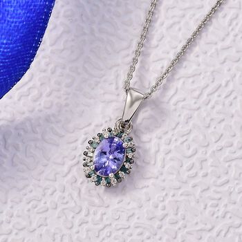 D'Joy Tansanit, Wei&szlig;er Zirkon Anh&auml;nger mit Kette ca. 50 cm 925 Silber rhodiniert ca. 0.88 ct