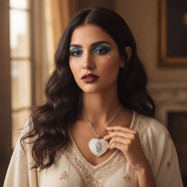 Royal Bali Kollektion- Perlmutt Anh&auml;nger und Ohrringe in 925 Silber image number 8