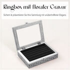 Handgefertigte Aluminium-Ringbox mit floraler Gravur und schwarzem Kratzschutz-Innenfutter image number 3