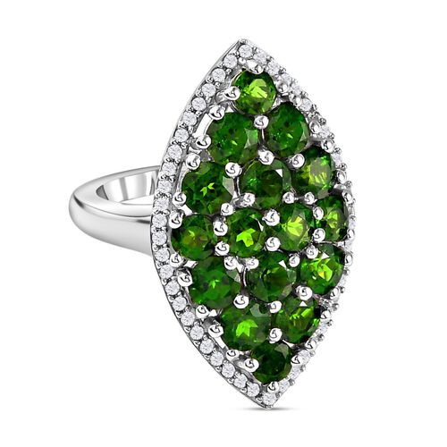 Natürlicher Chromdiopsid-Ring, 925 Silber platiniert (Größe 17.00) ca. 4.54 ct image number 0