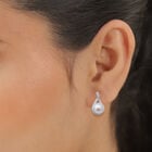 Weiße Süßwasser Perle und Simulierter Weißer Diamant Ohrhänger 925 Silber rhodiniert ca. 0,91 ct  image number 1