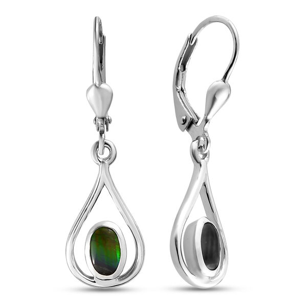 Ammolite Solitär-Ohrhänger in Silber image number 4