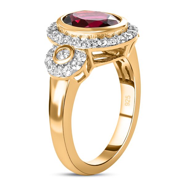 Rhodolith Granat und Zirkon Ring 925 Silber vergoldet  ca. 2,99 ct image number 5