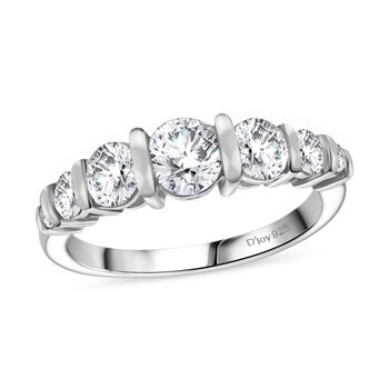 Moissanit Ring, 925 Silber rhodiniert - 1,12 ct.