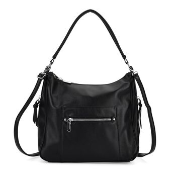 Crossbody-Tasche mit mehreren Rei&szlig;verschlusstaschen, 31x13x28 cm, Schwarz