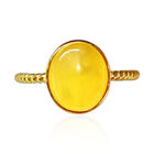 Natürlicher Baltischer Bernstein Ring 925 Silber vergoldet (Größe 18.50)