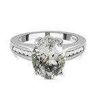 Prasiolith und wei&szlig;er Zirkon-Ring, 925 Silber platiniert (Gr&ouml;&szlig;e 16.00) ca. 3.44 ct