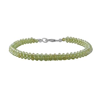 Nat&uuml;rliches Peridot Armband, ca. 20 cm, 925 Silber rhodiniert, ca. 27.50 ct